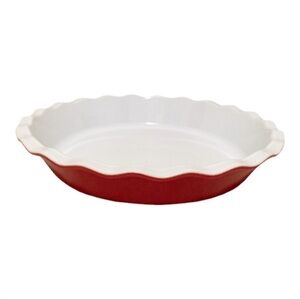 Emile Henry Pie Plate Dish 10” Cerise Provencale Red Made France Ruffle Fluted
